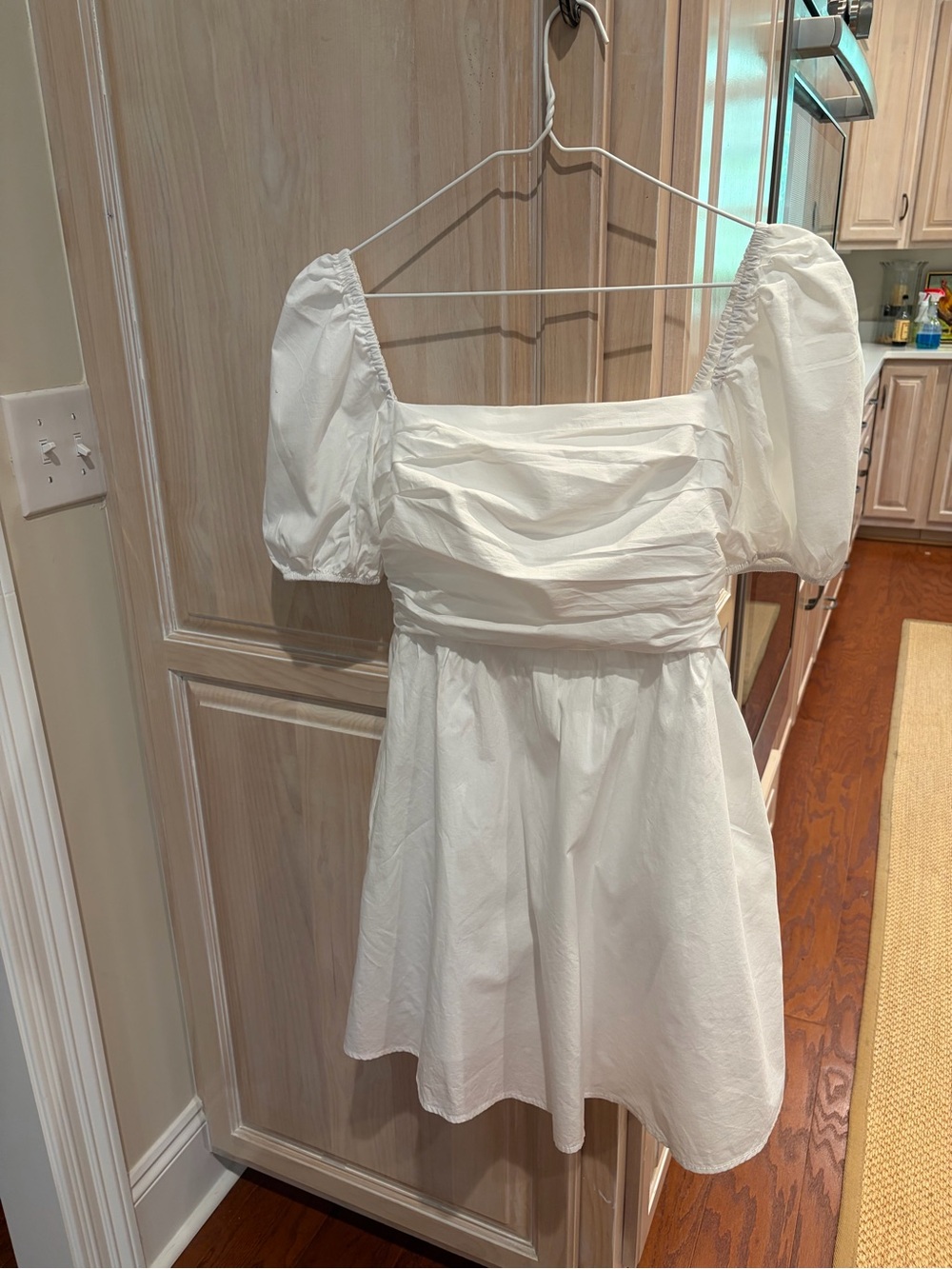 Women’s White Mini Dress with Puff Sleeves